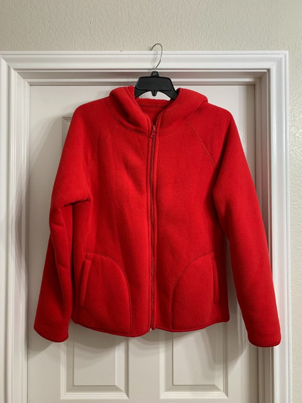 Women's Red Fleece Reversible Jacket, Size XL